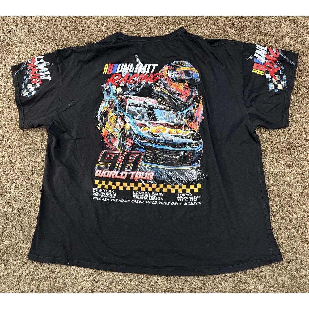 Unlimit Racing Black T-Shirt 98 World Tour DS Graphic Streetwear Sz